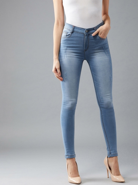 

DOLCE CRUDO Women Blue Skinny Fit Mid-Rise Mildly Distressed Stretchable Jeans
