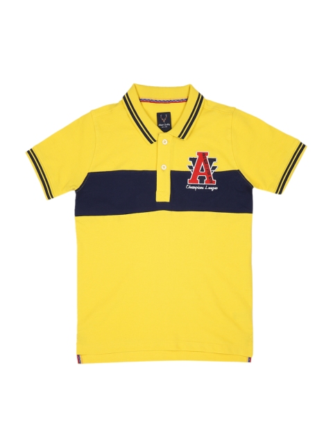 

Allen Solly Junior Boys Yellow & Black Colourblocked Polo Collar T-shirt