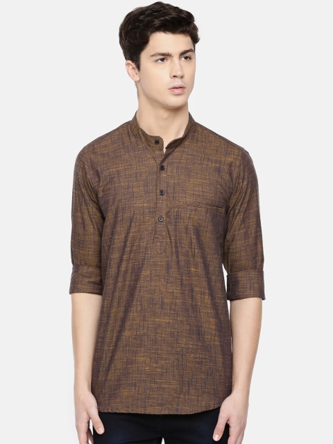 

Cross Court Men Brown Solid Straight Kurta