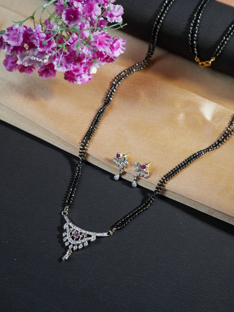 

ZeroKaata Women Gold-Plated AD Studded Mangalsutra Set