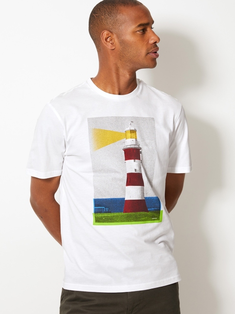 

Marks & Spencer Men White Printed Round Neck T-shirt