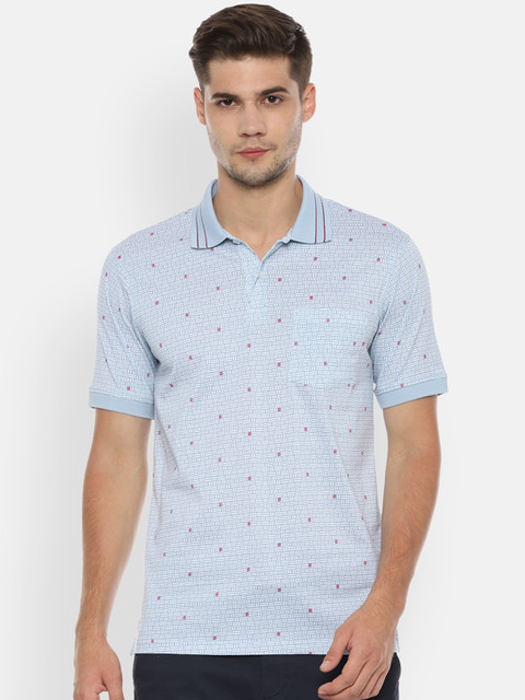 

Allen Solly Men Blue Printed Polo Collar T-shirt