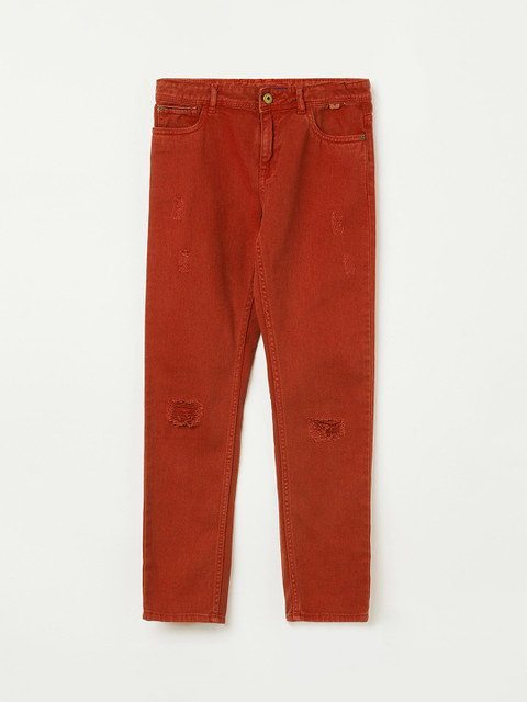 

Fame Forever by Lifestyle Boys Red Slim Fit Mid-Rise Low Distress Jeans