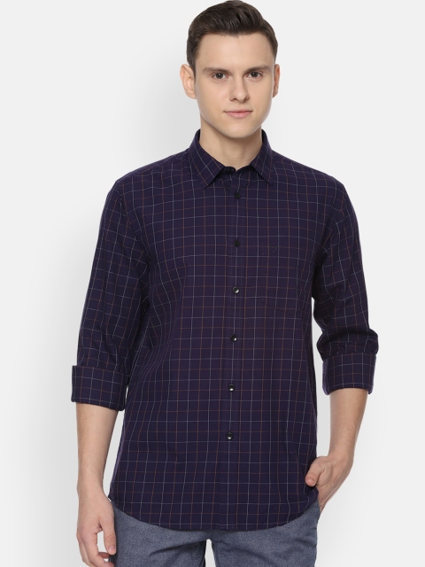 

Allen Solly Men Navy Blue & White Slim Fit Checked Casual Shirt