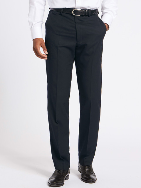 

Marks & Spencer Men Navy Blue Slim Fit Solid Formal Trousers