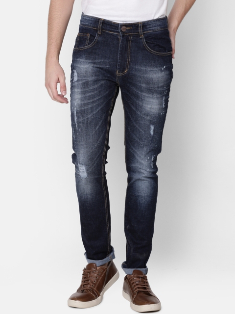 

CINOCCI Men Blue Slim Fit Mid-Rise Low Distress Stretchable Jeans