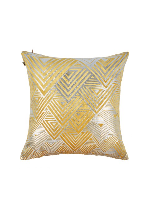 

Living Essence Yellow & Gold-Toned Single Geometric Square Cushion Cover