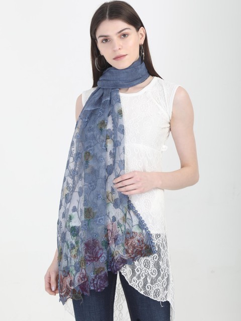 

FabSeasons Women Blue Embroidered Scarf
