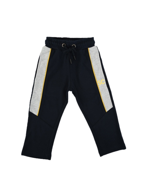 

Stupid Cupid Boys Navy Blue & Grey Colourblocked Straight Fit Track Pants