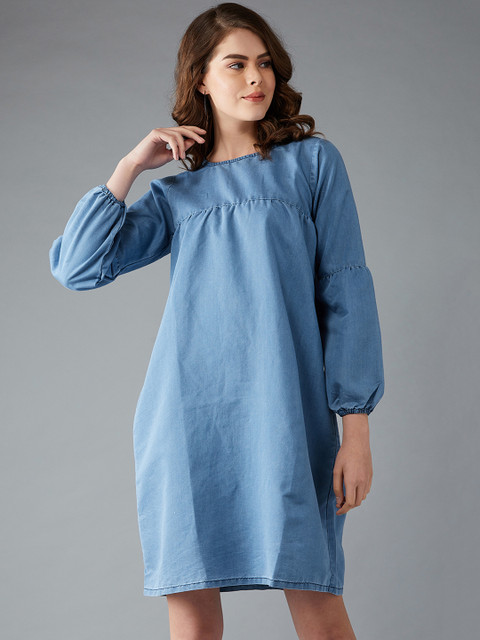 

DOLCE CRUDO Women Blue A-Line Denim Dress