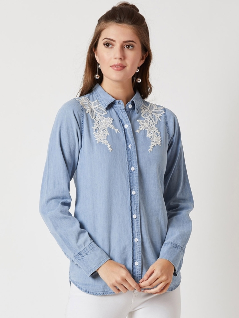 

Miss Chase Women Blue Regular Fit Solid Denim Casual Shirt