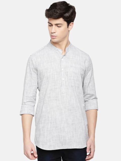 

Cross Court Men Grey Solid Straight Kurta