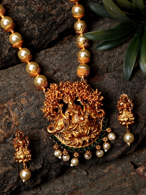 

ANIKAS CREATION Women Gold-Plated Temple Jewellery Set