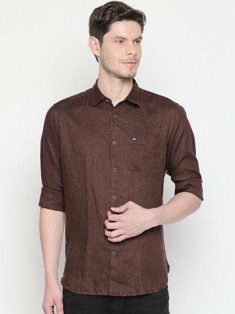 BYFORD by Pantaloons Men Brown Slim Fit Solid Casual Shirt