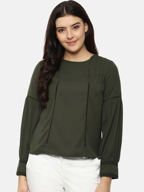 

Van Heusen Woman Women Olive Green Solid A-Line Top