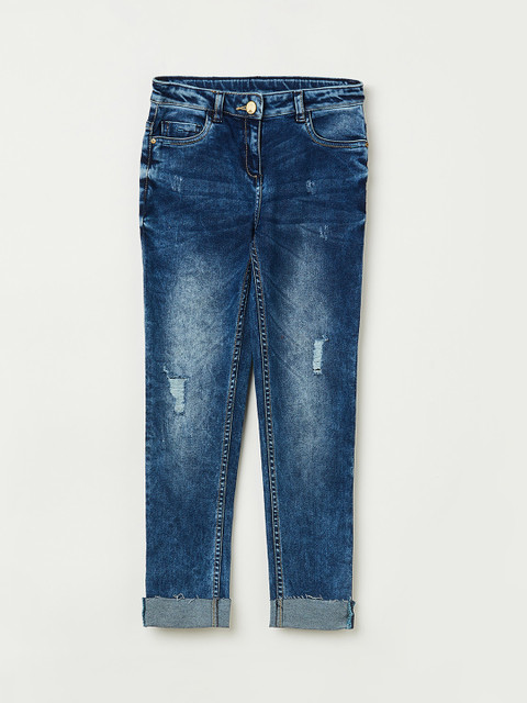 

Fame Forever by Lifestyle Girls Navy Blue Slim Fit Mid-Rise Low Distress Jeans
