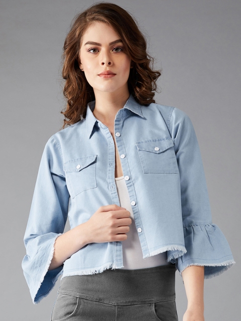 

DOLCE CRUDO Women Blue Solid Denim Jacket