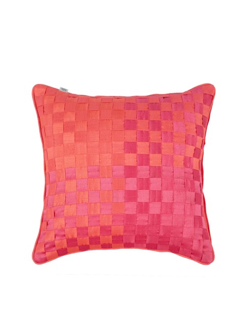 

Living Essence Pink Single Self Design Square Cushion Cover