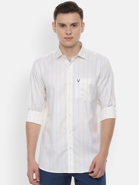 

Allen Solly Men White & Yellow Slim Fit Striped Casual Shirt