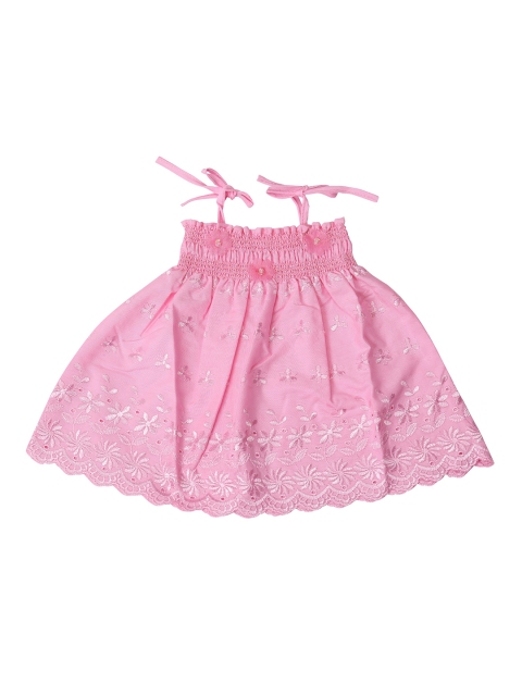 

La Bele Girls Self Design Pink Fit and Flare Dress