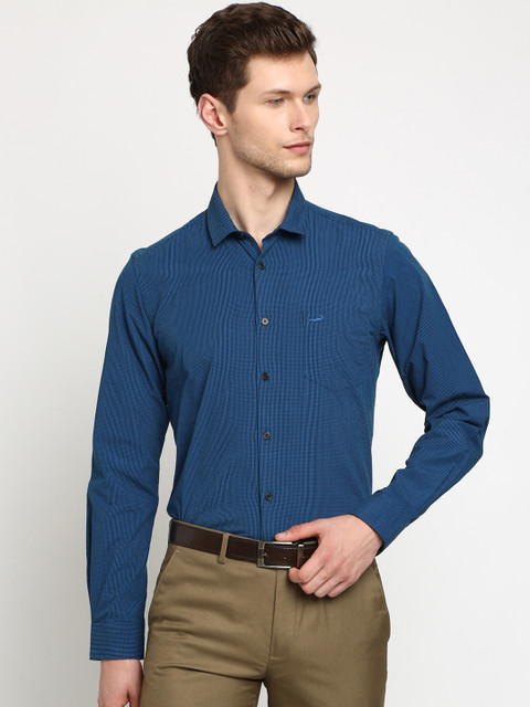 

Crocodile Men Teal Slim Fit Striped Formal Shirt