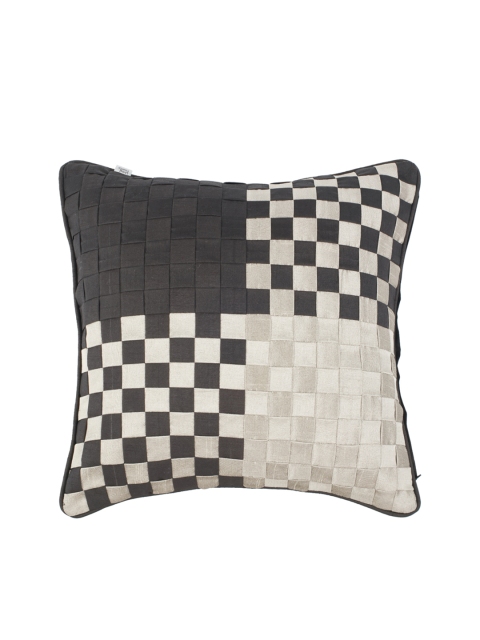 

Living Essence Black & Grey Single Self Design Square Cushion Cover