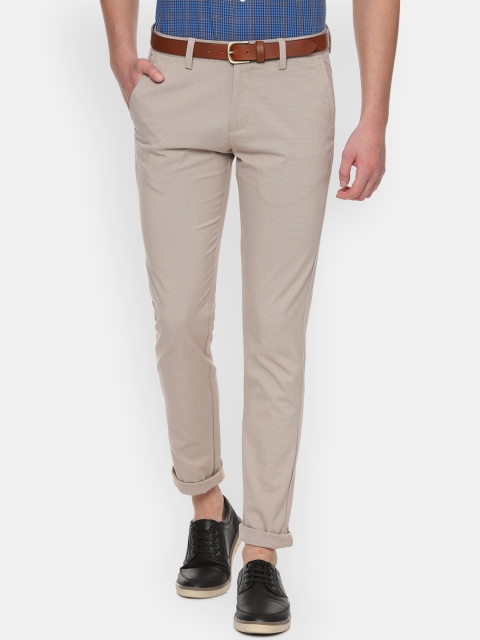 

Allen Solly Men Beige Slim Fit Self Design Regular Trousers