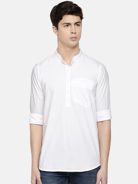 

Cross Court Men White Solid Straight Kurta