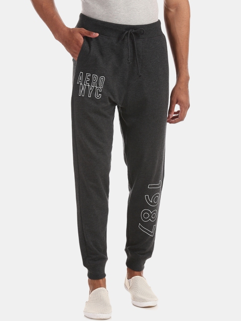 

Aeropostale Men Charcoal Grey Printed Straight Fit Joggers