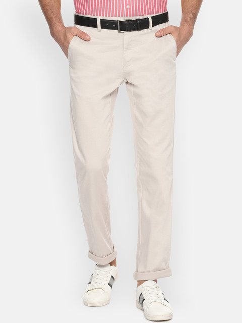 

Van Heusen Sport Men Cream-Coloured Slim Fit Solid Regular Trousers