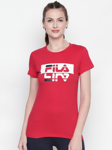 

FILA Women Red Printed Round Neck T-shirt