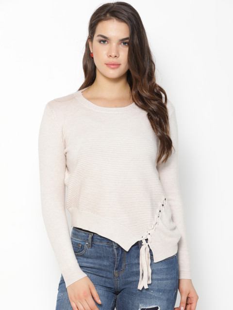 

Gipsy Women Beige Solid Sweater