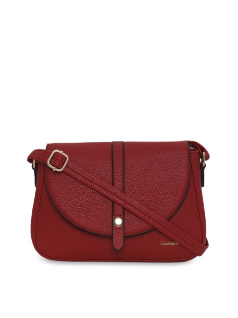 

David Jones Red Solid Sling Bag
