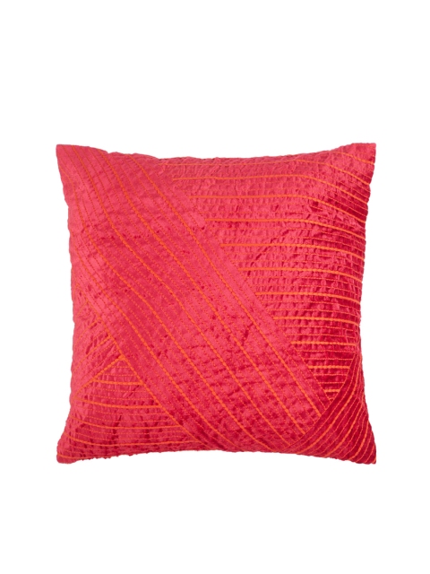 

Living Essence Red Single Self Design Square Cushion Covers