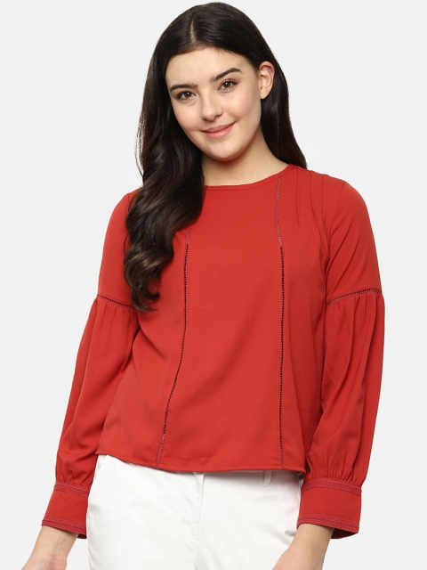 

Van Heusen Woman Women Red Solid A-Line Top