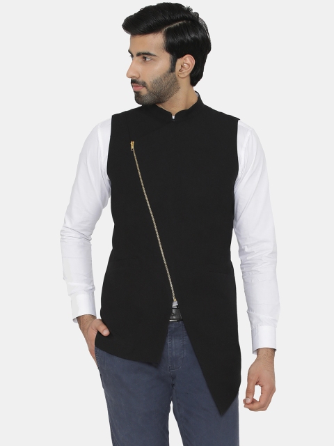 

Rass Men Black Solid Waistcoat