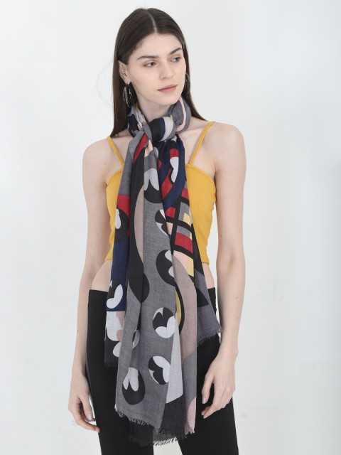 

FabSeasons Women Grey & Black Printed Scarf