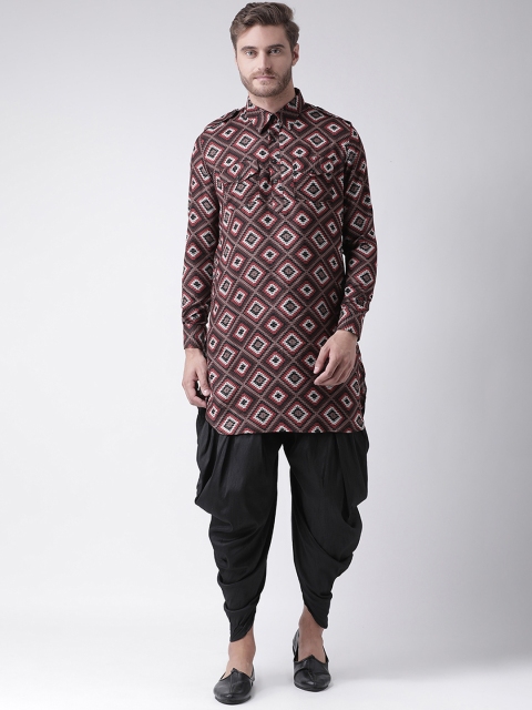 

DEYANN Men Red & Black Printed Kurta with Patiala