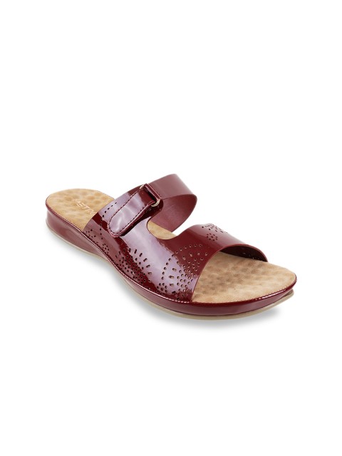 

Metro Women Maroon Solid Open Toe Flats