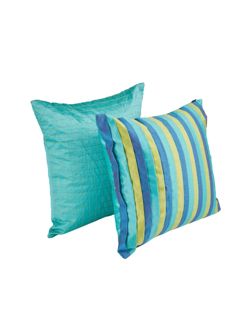 

HomeTown Blue & Yellow Set of 2 Square Cushion Covers