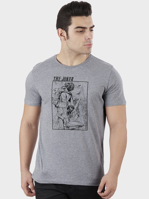 

Free Authority Men Grey Joker Printed Round Neck T-Shirt