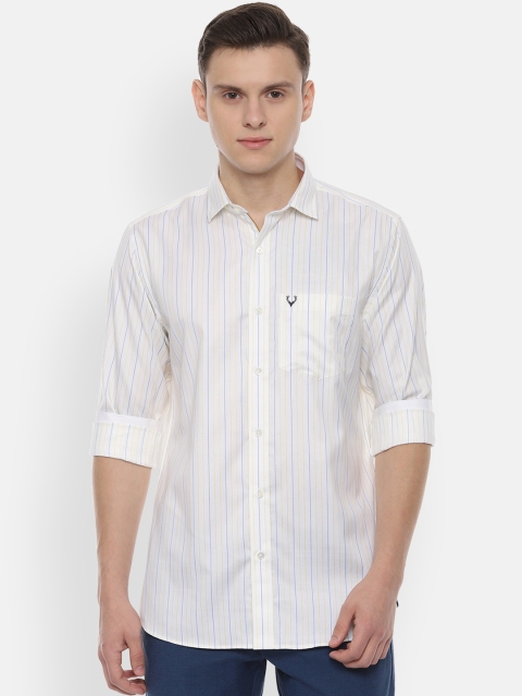 

Allen Solly Men White & Yellow Slim Fit Striped Casual Shirt