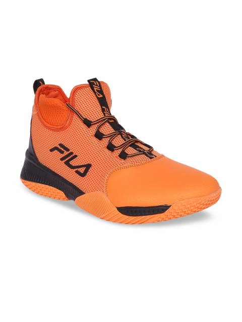 

FILA Men Orange Mesh Mid-Top WING Basketball Shoes