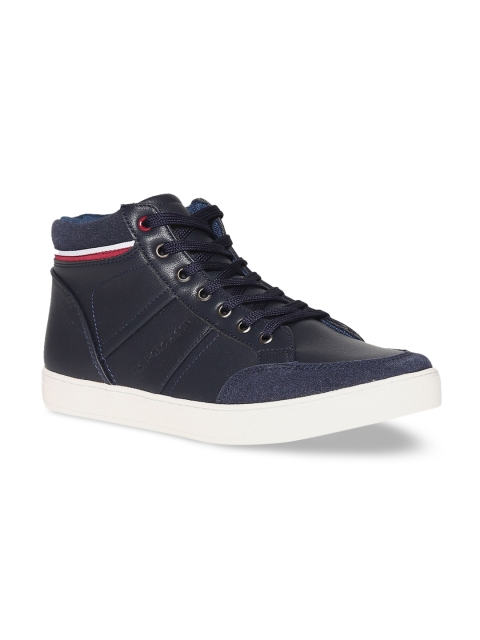 

U.S. Polo Assn. Men Navy Blue Striped Mid-Top Sneakers
