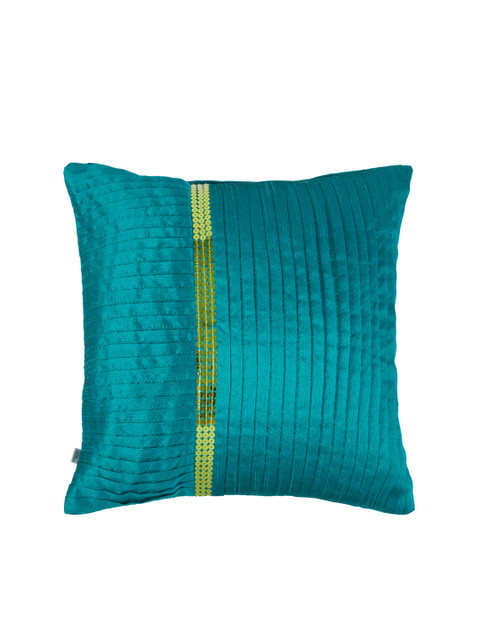 

Living Essence Teal Blue Single Self Design Square Cushion Cover
