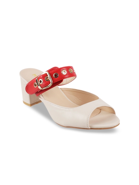 

Mochi Women Beige & Red Colourblocked Block Heels