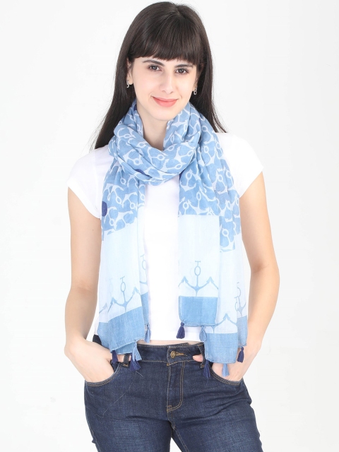 

FabSeasons Women Blue & White Printed Scarf