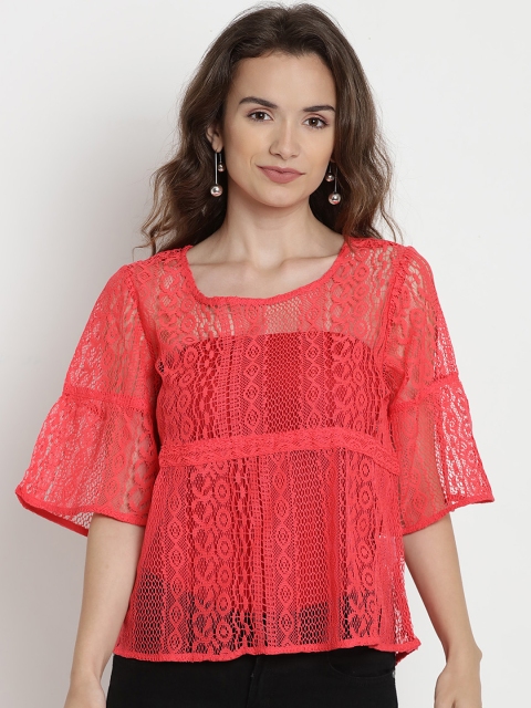 

Abiti Bella Women Coral RedSelf Design A-Line Top