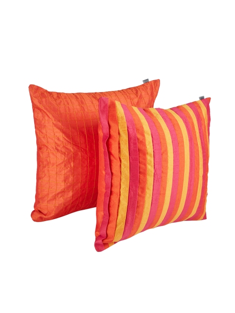 

HomeTown Multicoloured Floral Square Cushion Covers, Rust