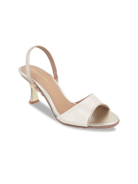 

SOLE HEAD Women Gold-Toned Solid Sandals
